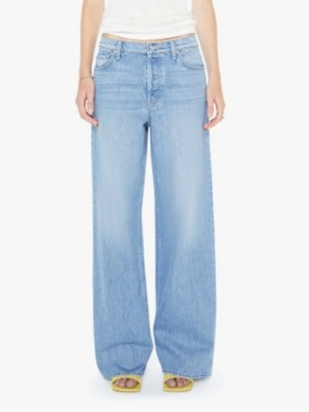 Mother Superior The Rerun Zip Sneak Jeans Wide Leg Baggy Light Wash Denim 26 - Picture 1 of 11